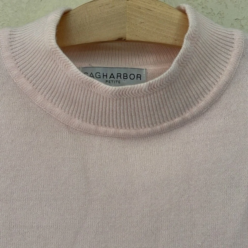 Sag Harbor Petite PL‎ Pink Mock Neck Knit Sweater Long Sleeve Acrylic Top